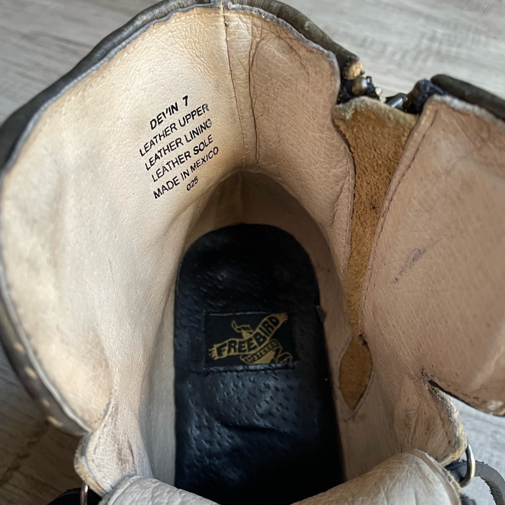 Freebird Rare Devin Boots Leather Lace Up Side Zipper Closure Black/Brown SZ 7 - Picture 11 of 16